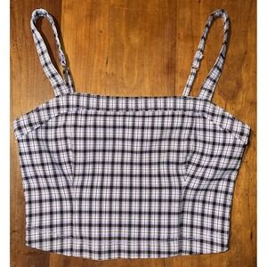HOLLISTER Womens Size XS Plaid Sleeveless Crop Top Shirt Advanced Stretch